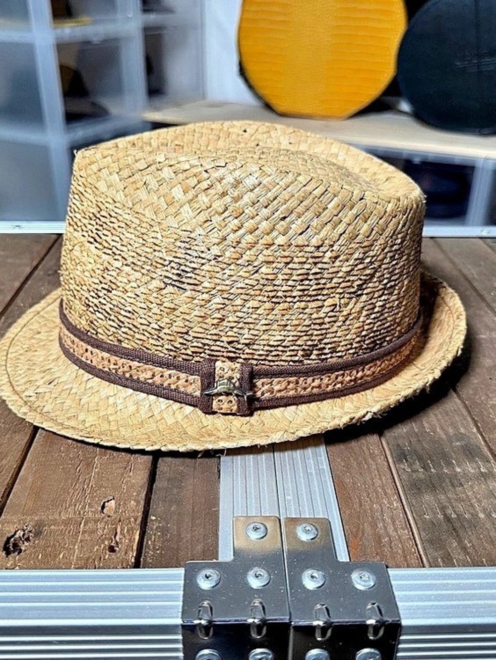 Tommy Bahama 100% Raffia Fedora Hat Natural Tan L/XL 60cm 7 1/2